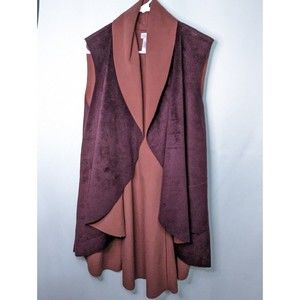 LOGO by Lori Goldstein Womens Large  Open Front Fleece Vest Tunic Jacket